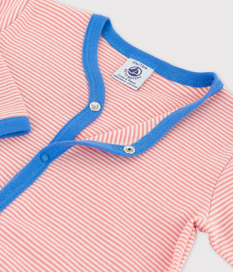 Pelele de beb&eacute; a rayas de algod&oacute;n org&aacute;nico rosa/blanco