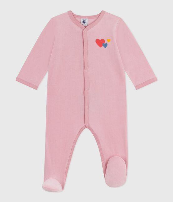 Pijama de terciopelo liso para bebé rosa CHARME
