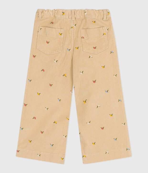 Pantal&oacute;n infantil de pana con estampado beige/multicolor