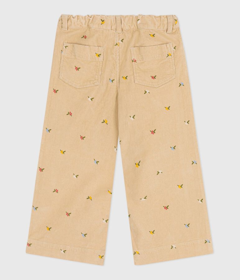 Pantal&oacute;n infantil de pana con estampado beige/multicolor