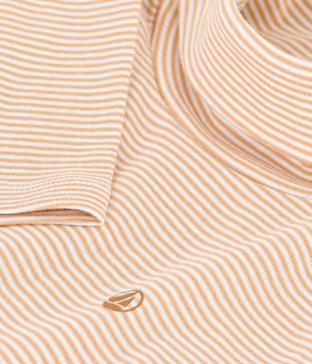 Prenda de cuello cisne a rayas de algod&oacute;n de ni&ntilde;a/ni&ntilde;o beige/blanco