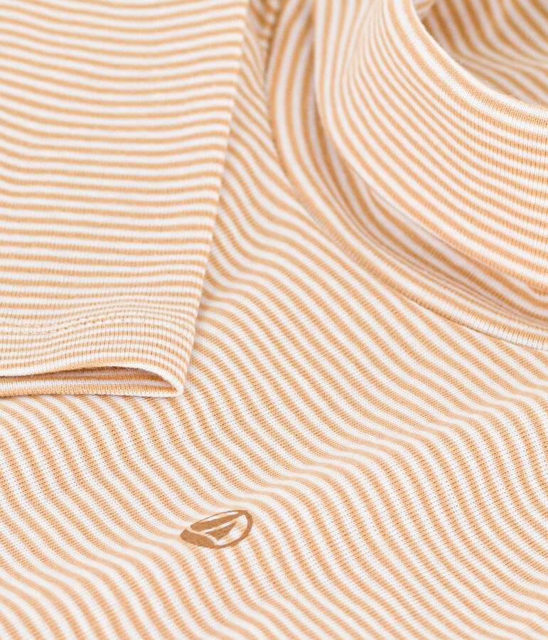 Prenda de cuello cisne a rayas de algod&oacute;n de ni&ntilde;a/ni&ntilde;o beige/blanco