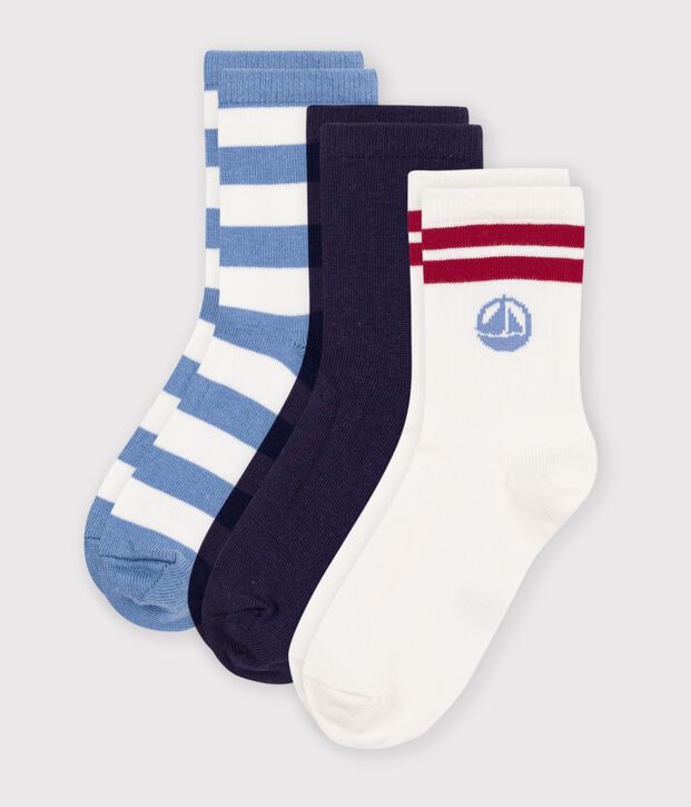 3 pares de calcetines infantiles de algod&oacute;n a rayas multicolor