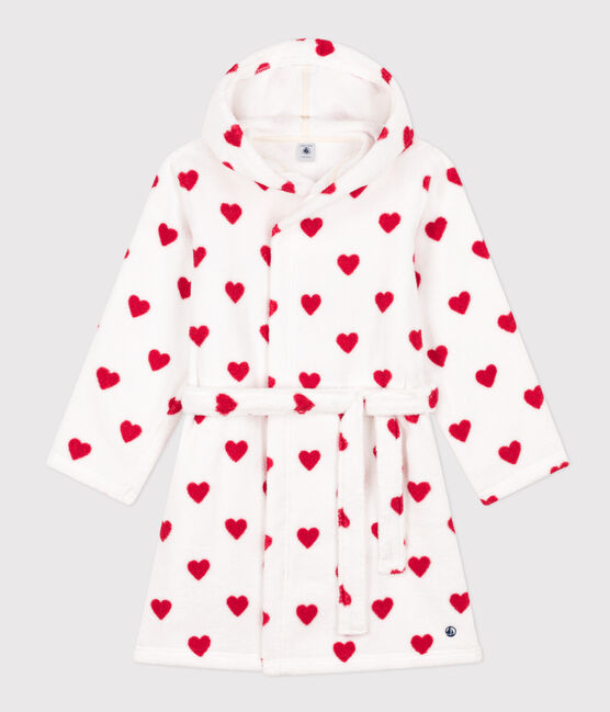 Albornoz de rizo con corazón para niño/niña blanco MARSHMALLOW/rojo TERKUIT