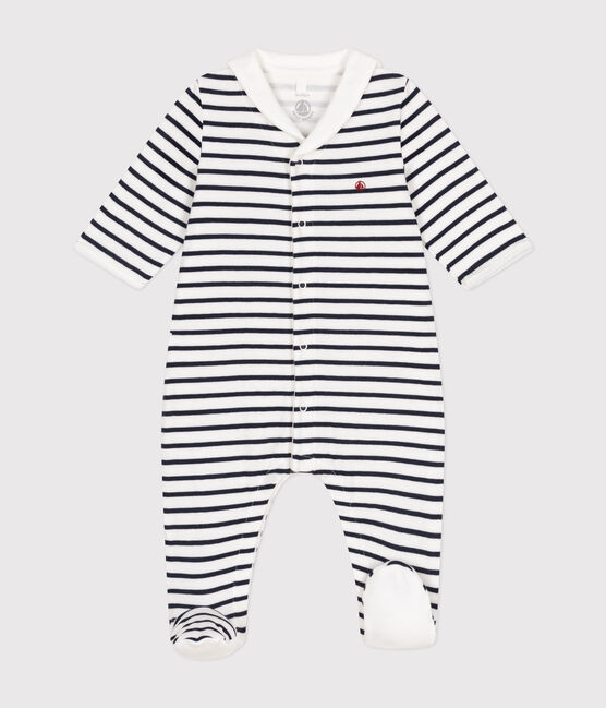 Pijama de túbico para bebé blanco MARSHMALLOW/azul SMOKING