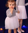 Vestido de túbico a rayas y tul para bebé blanco MARSHMALLOW/blanco MULTICO