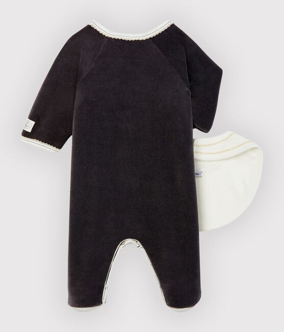 Lote de pijama y babero para bebé de terciopelo variante 1
