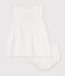 Vestido liso de algod&oacute;n de manga corta para beb&eacute; blanco