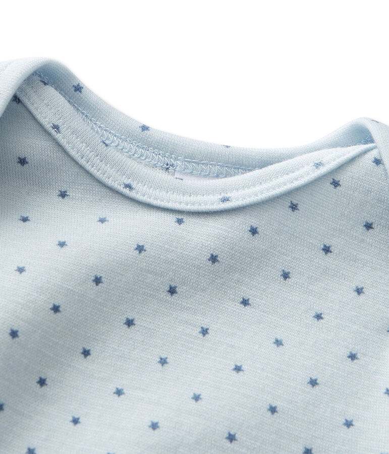 Mono corto de lana y algod&oacute;n para beb&eacute; ni&ntilde;o azul FRAICHEUR/gris TEMPETE