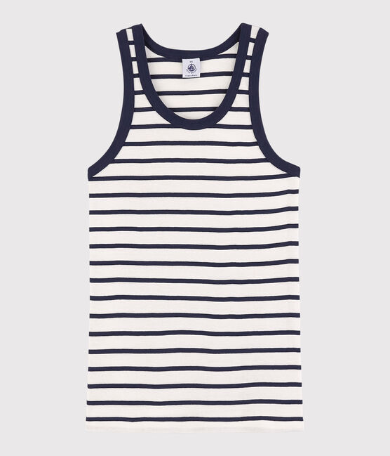 Camiseta de tirantes emblemática de algodón de rayas de mujer blanco MARSHMALLOW/azul SMOKING