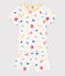 Pijama corto fosforescente de algodón para niño/niña blanco MARSHMALLOW/blanco MULTICO