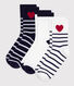 3 pares de calcetines infantiles de algodón con rayas y corazones