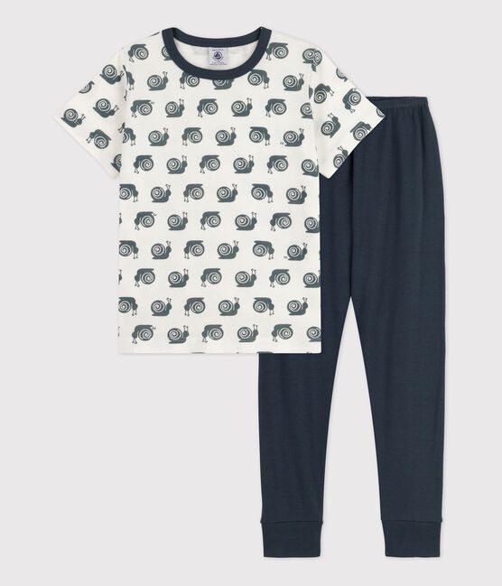 Pijama de algodón de manga corta con motivo de caracoles para niño DUCKY/ MARSHMALLOW
