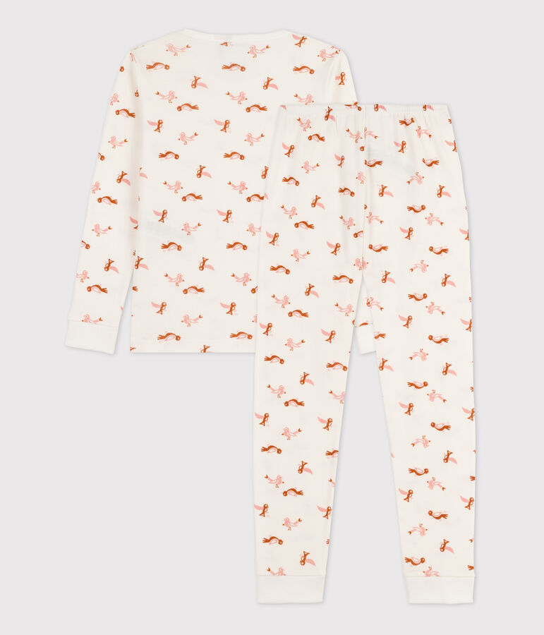 Pijama snugfit de algod&oacute;n con p&aacute;jaro blanco/multicolor