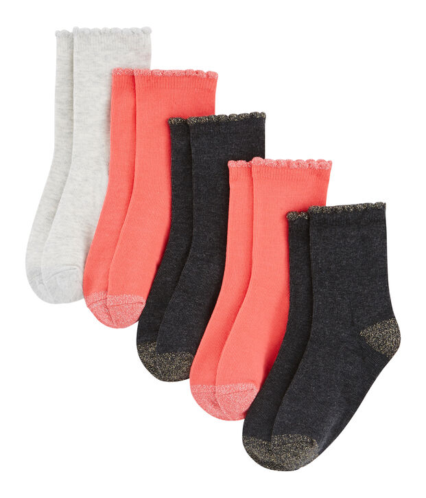 Lote de 5 pares de calcetines infantiles para ni&ntilde;a multicolor