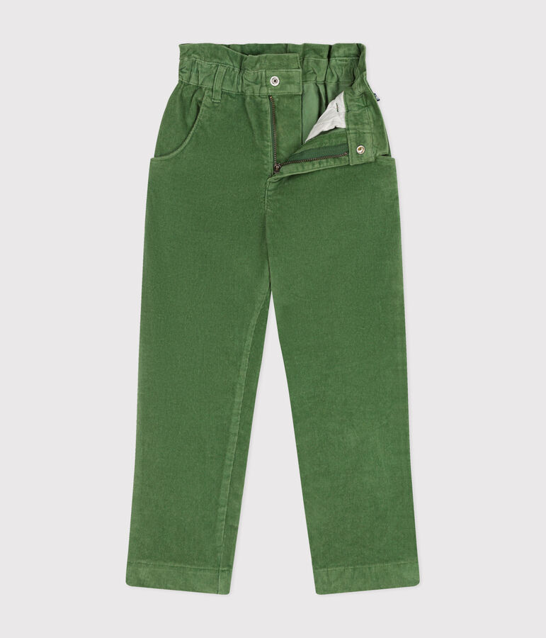 Pantal&oacute;n de terciopelo para ni&ntilde;a verde PALMERAIE