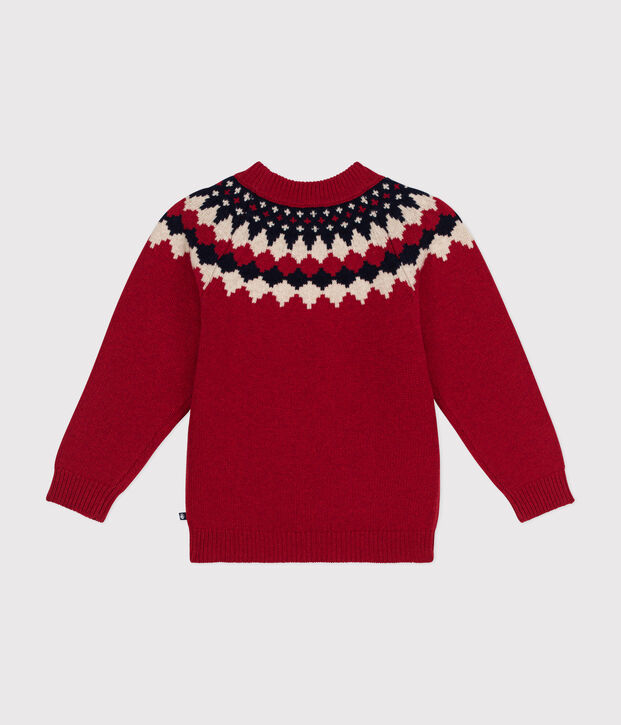 Jersey de jacquard de lana y algod&oacute;n para ni&ntilde;o rojo/multicolor