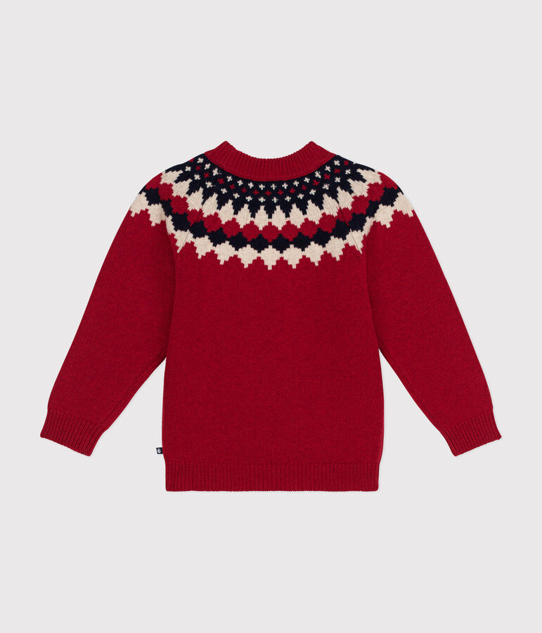 Jersey de jacquard de lana y algod&oacute;n para ni&ntilde;o rojo/multicolor