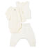 Conjunto de tres piezas para bebé niña de túbico blanco MARSHMALLOW