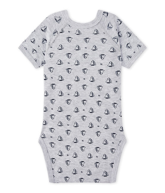 Body de nacimiento de manga corta estampado para bebé niño gris POUSSIERE/azul MEDIEVAL