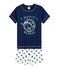 Pijama corto de lino/algodón para niño azul MEDIEVAL/blanco MULTICO