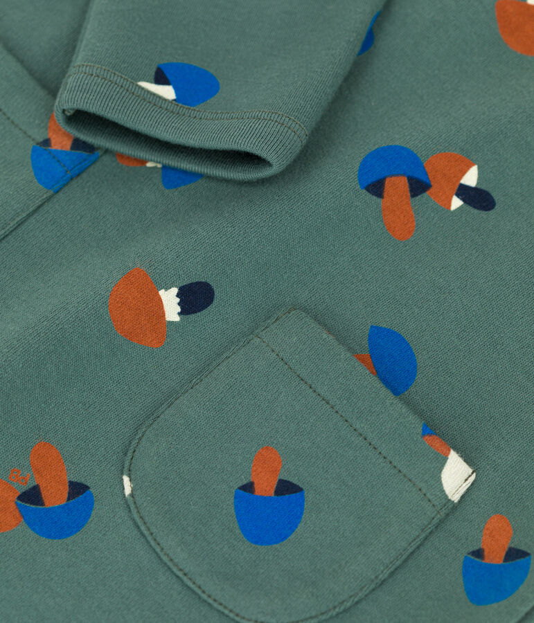 Mono largo de felpa estampada para beb&eacute; verde/multicolor