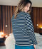 Camiseta para mujer a raya en jersey grueso azul SMOKING/beige COQUILLE