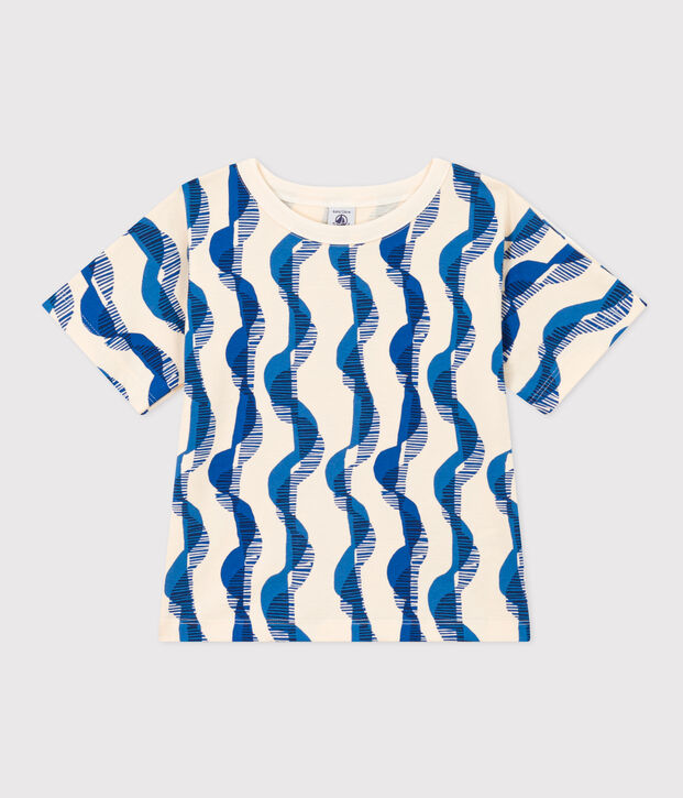 Camiseta de algod&oacute;n de manga corta para ni&ntilde;a crudo/multicolor