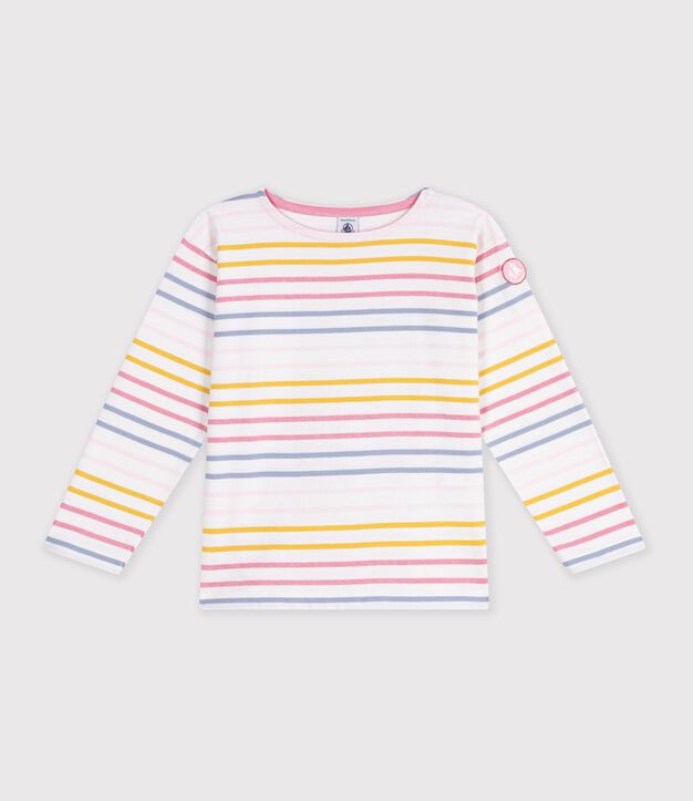Marinera infantil de algod&oacute;n blanco/multicolor
