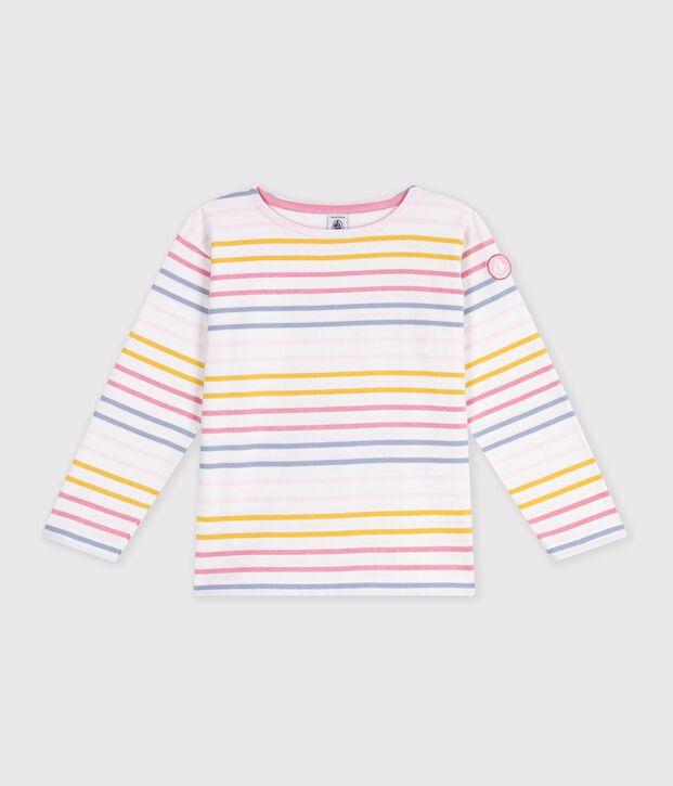 Marinera infantil de algod&oacute;n blanco/multicolor