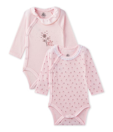 Lote De 2 Bodies Nacimiento De Manga Larga Bebe Nina Petit Bateau