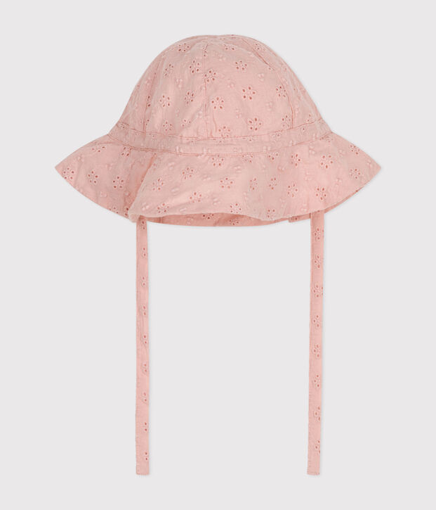 Gorro rosa con bordado ingl&eacute;s para beb&eacute; ni&ntilde;a rosa