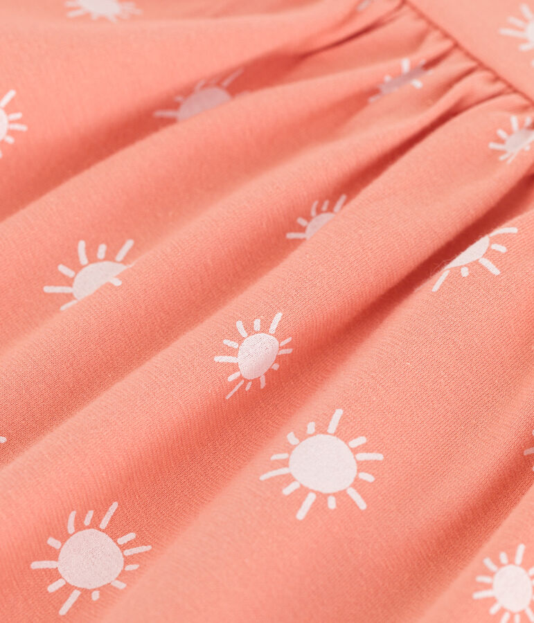 Vestido infantil sin mangas de algod&oacute;n con estampado naranja/blanco