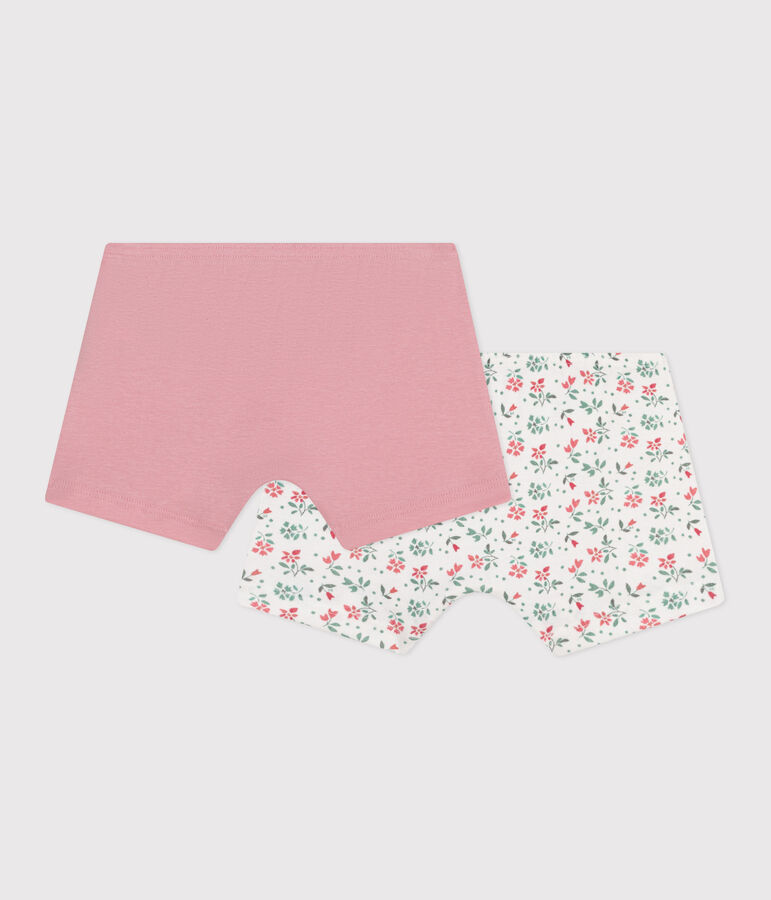 Juego de 2 culottes infantiles largos de algod&oacute;n con flores multicolor