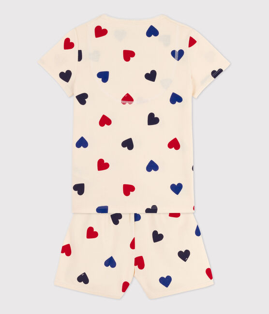 Pijama corto de corazón de algodón de niña blanco AVALANCHE/ MULTICO