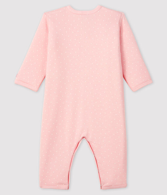 Pelele sin pies de punto acanalado enguatado para bebé niña rosa MINOIS/blanco MARSHMALLOW