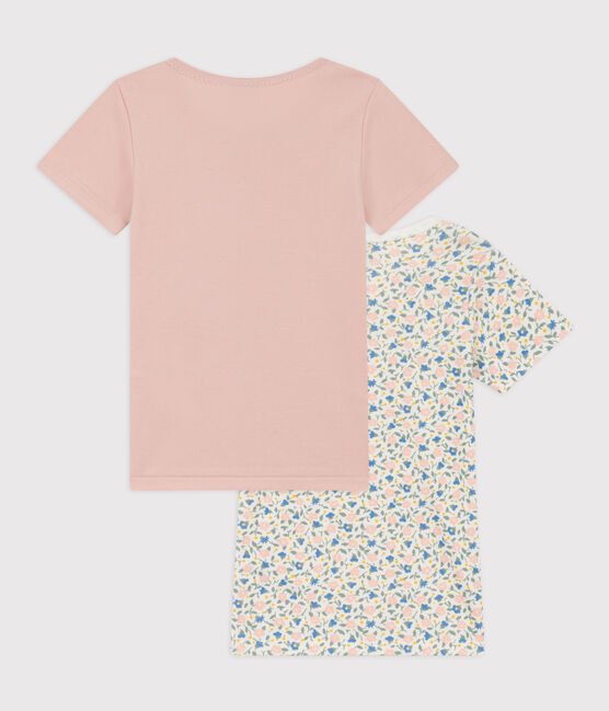 Juego de 2 camisetas de algodón de manga corta con flores para niña variante 1
