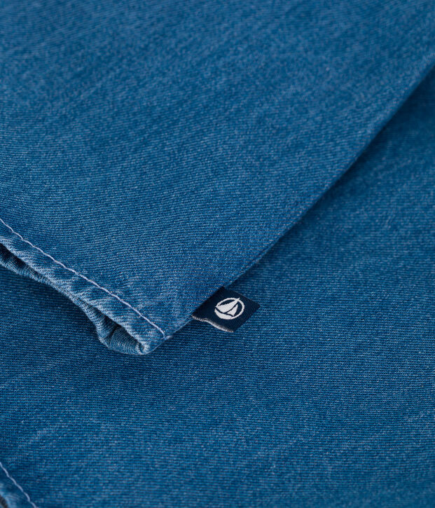 Blusa vaquera de manga corta para beb&eacute; azul