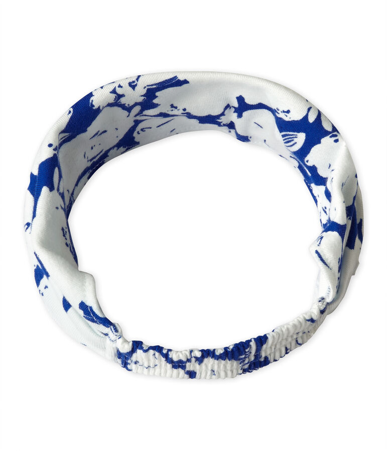 Bandana para ni&ntilde;a estampada blanco MARSHMALLOW/azul PERSE