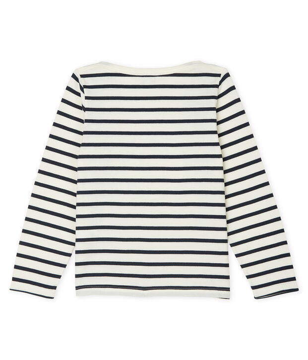 Camiseta marinera infantil unisex blanco/azul