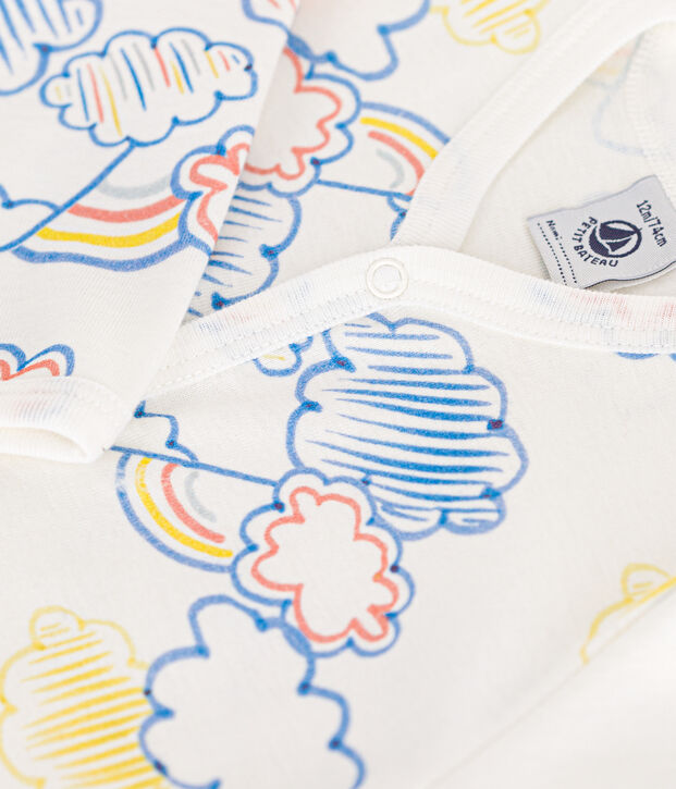 Pijama de algod&oacute;n con estampado de arco&iacute;ris para beb&eacute; blanco/multicolor