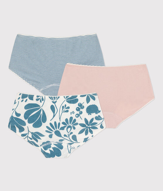 Juego de 3 «culottes» de algodón con flores de niña variante 1