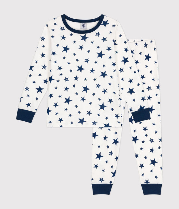 Pijama infantil de algod&oacute;n con estampado de estrellas azul/azul