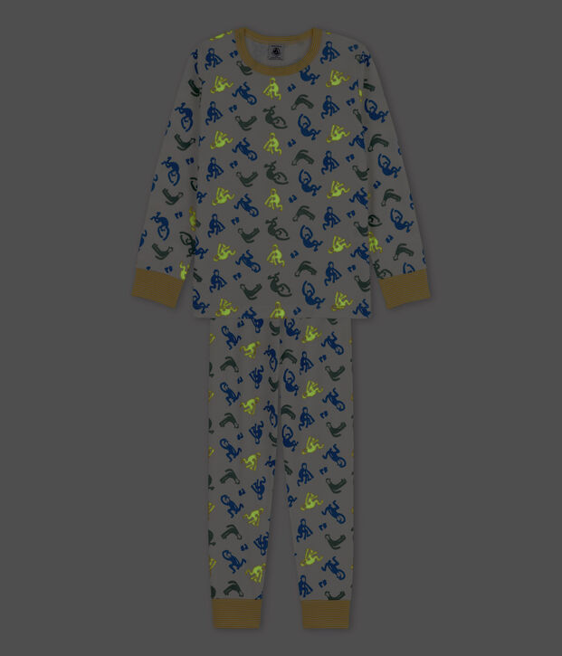 Pijama con monos fosforescentes de algod&oacute;n de ni&ntilde;o blanco/multicolor