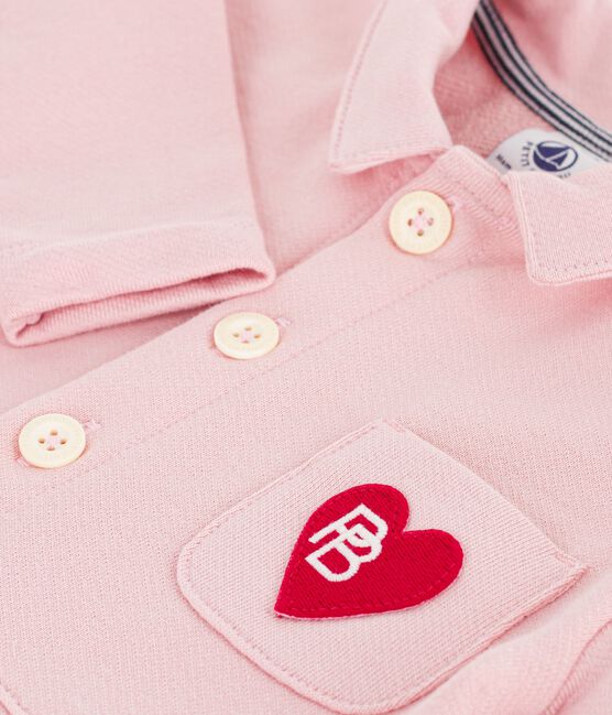 Mono largo estilo «worker» de algodón liso para bebé rosa JOLI