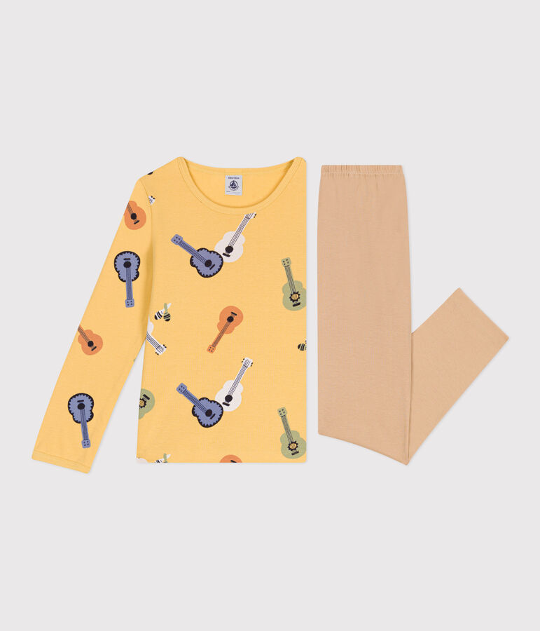 Pijama infantil de manga larga de algod&oacute;n beige/multicolor