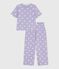 Pijama de mujer de algodón con estampado de corazones, manga corta y perneras anchas blanco SQUAW/ MARSHMALLOW