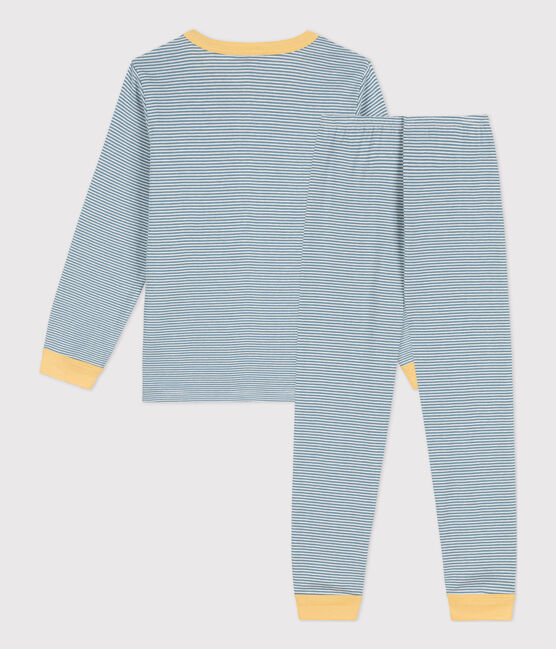 Pijama de algodón milrayas para niño/niña azul ROVER/blanco MARSHMALLOW