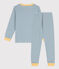 Pijama de algodón milrayas para niño/niña azul ROVER/blanco MARSHMALLOW