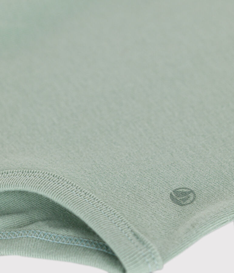 Body de algod&oacute;n de manga corta con cuello claudine para beb&eacute; verde